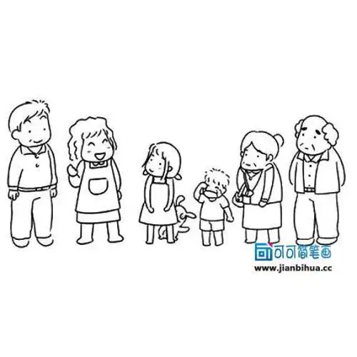 五人动漫简笔画