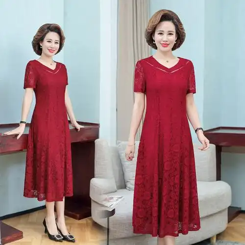 婚礼时尚妈妈装夏季连衣裙喜婆婆婚宴装端庄高贵年轻岳母结婚礼服