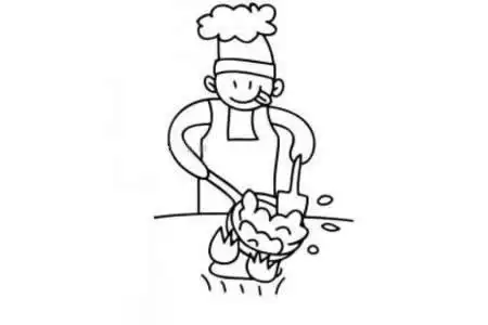 在炒菜的厨师简笔画