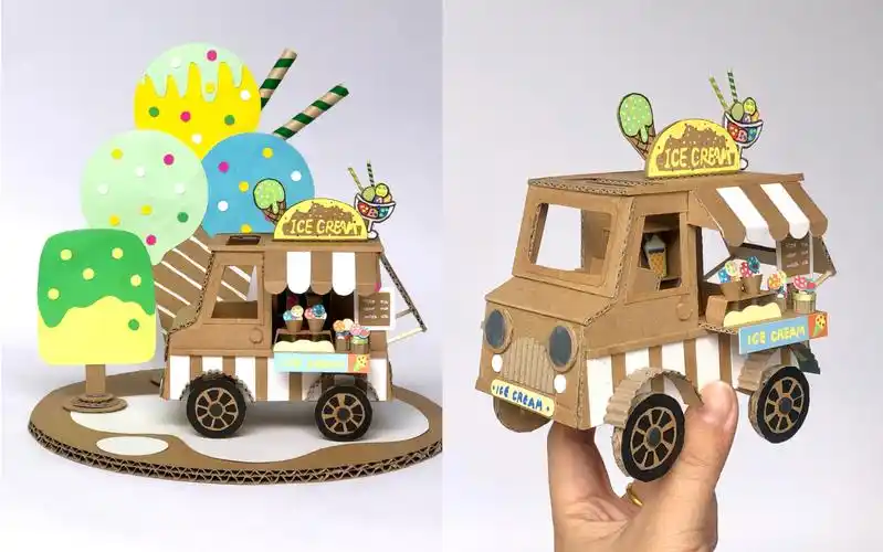 纸箱手工diy|冰淇淋车制作教程