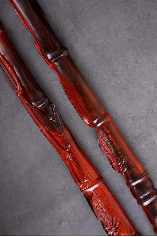 古珍絮旧知足常乐拐杖印度小叶紫檀木老人手杖木雕红木老年人红木质送