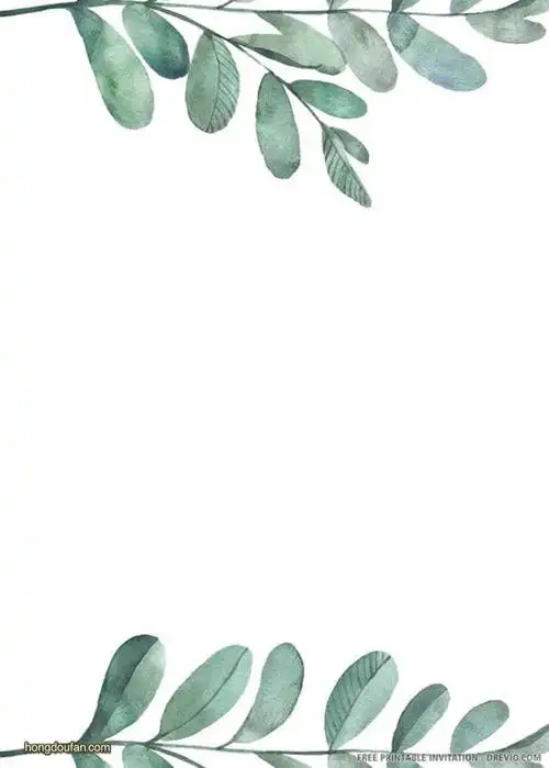 水彩叶子边框空白a4纸张背景图片