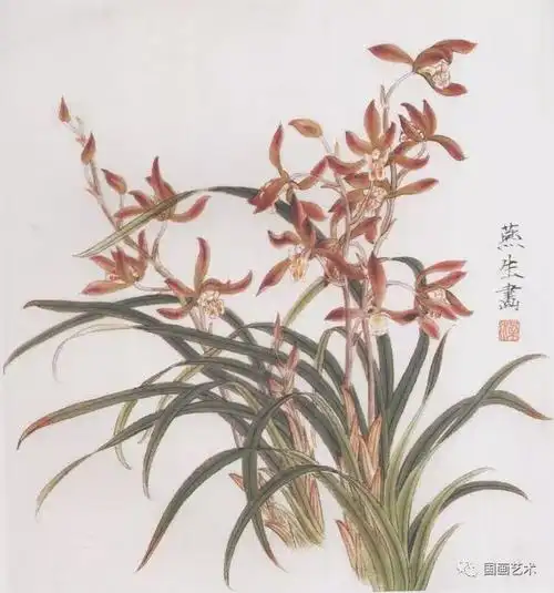 梁燕生的工笔兰花24幅优雅精致