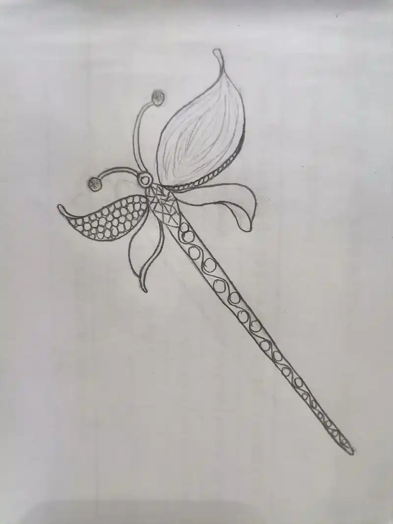 蝴蝶发簪 #画画步骤#蝴蝶怎么画简单 # - 抖音