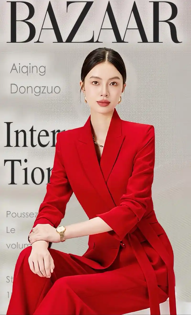 高端轻奢红色西装套装,气质拉满.