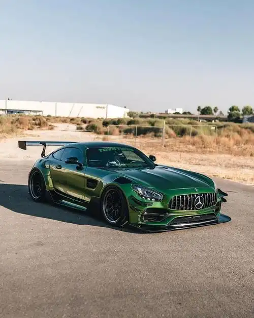 宽体梅赛德斯奔驰amg gtr,绿色很帅