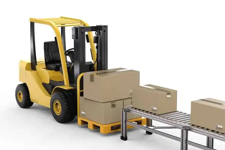 运输_铲车_卡车_纸板箱_传送带_图片素材