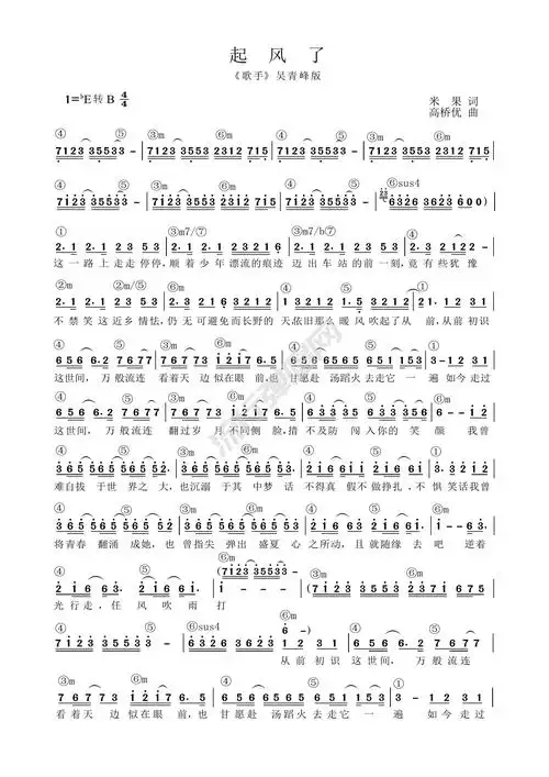 起风了简谱电子琴