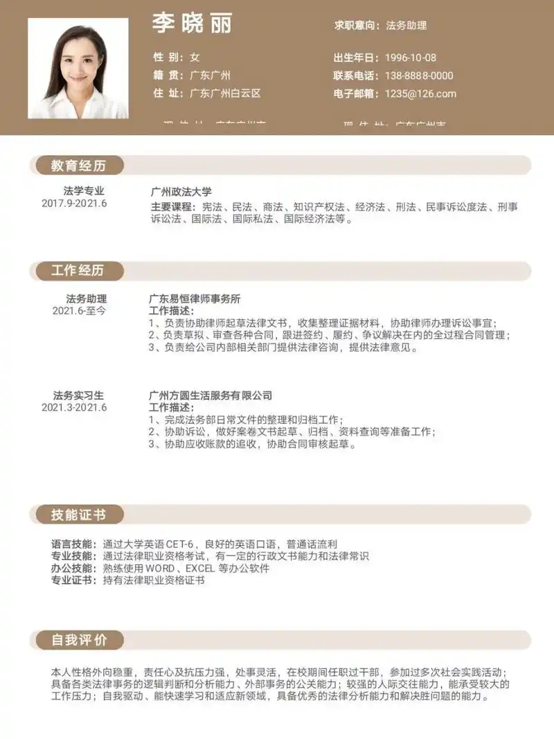 法务-律师求职简历模版& 9015前程似锦6015 	 法律