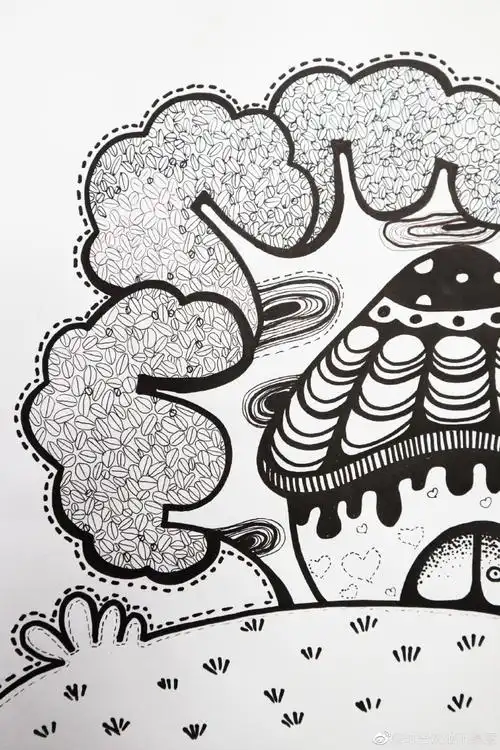 线描##儿童画线描课资料##儿童线描画##黑白线描装饰画##黑白线描画