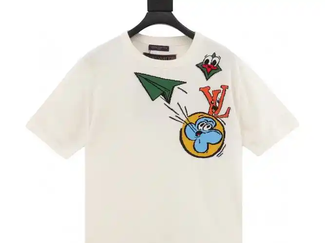 louis vuitton路易威登高仿飞机提花圆领针织短袖