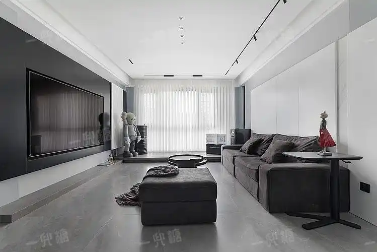 落步黑白格,128㎡经典黑白灰极简主义!