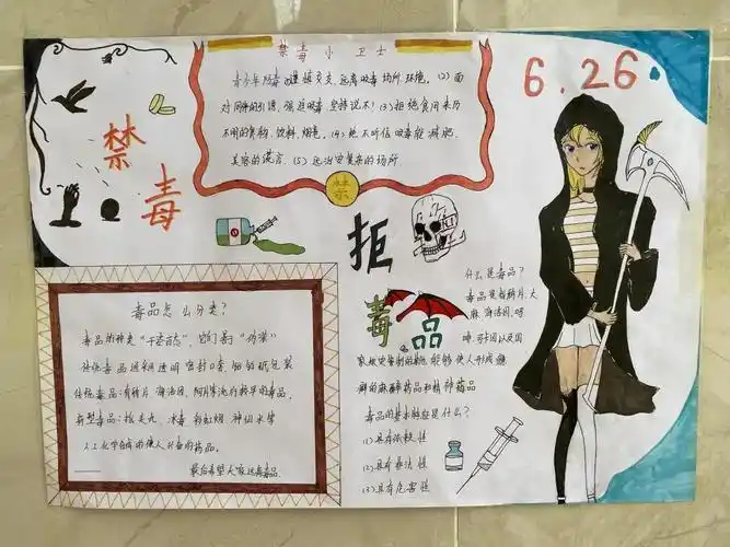长水新航高级中学禁毒手抄报各显神通