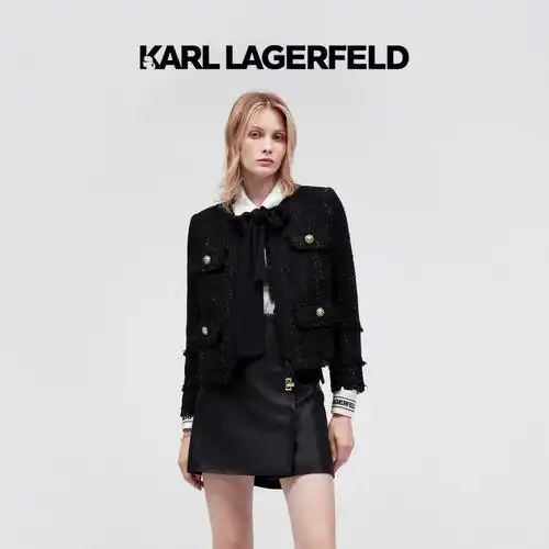 karl lagerfeld卡尔拉格斐2022秋粗花呢开衫小香风老佛爷