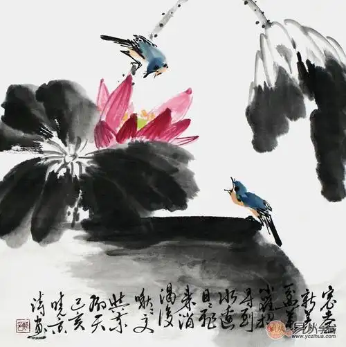 郑晓京写意荷花国画《盆莲》来源:易从网