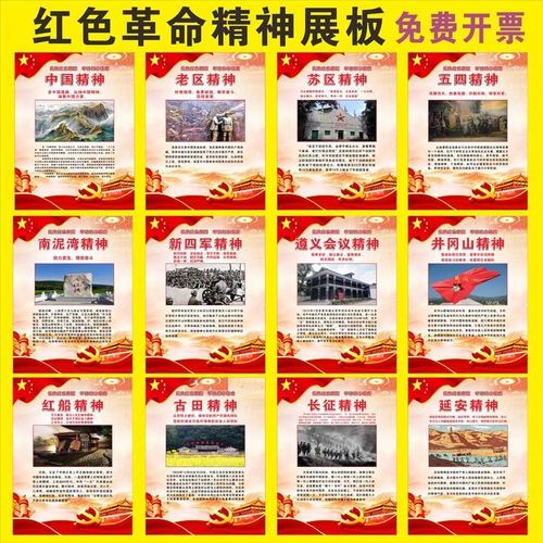 党史海报红色革命精神新时期中国精神爱国主义教育展板红色宣传画