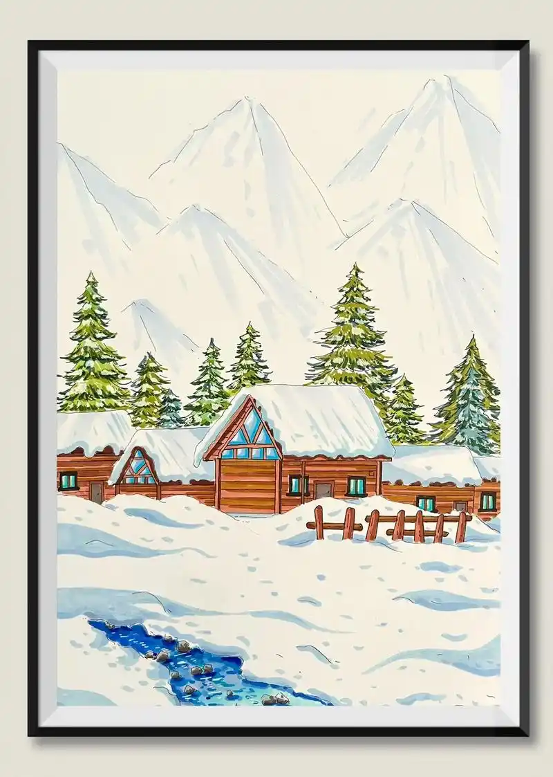 马克笔冬天绘画合集.#治愈画风 #国风 #一起学画画 在寒冷 - 抖音