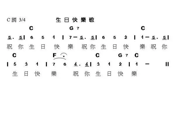 日快乐歌的谱子