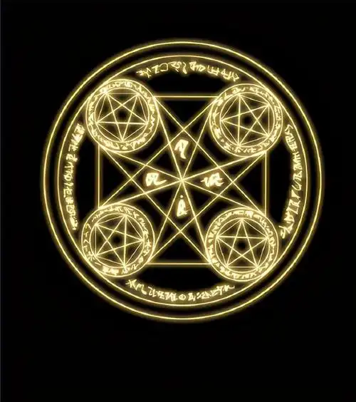 11,召唤的物体画好之后,铺在刚才的魔法阵下方,用"远近法"将其进行