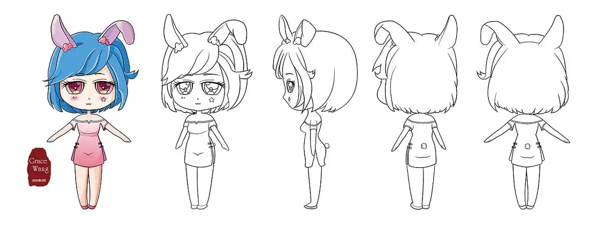 原创q版人物5视图