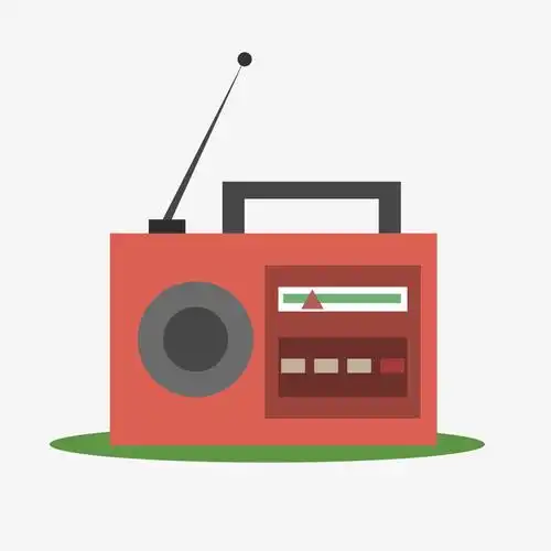卡通红色收音机设计矢量图