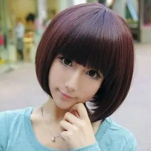 包邮女生短发蓬松短直发女士头女士齐刘海修脸梨花头假发套