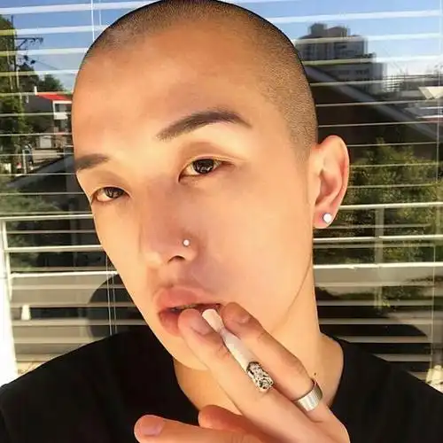 叼烟光头耳钉痞子_重口味男生头像图片_扣扣居