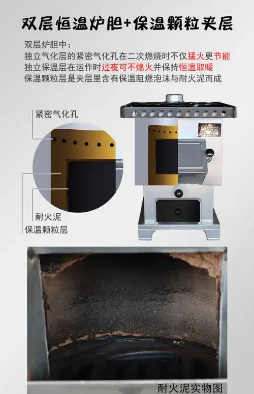 柴火灶 柴火炉农村室内无烟移动便携气化两用取暖炉烧木材节能炉具 3