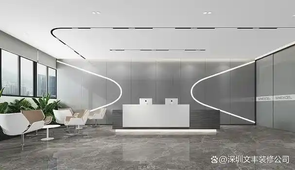 十五套办公室前台背景墙设计效果图-科技极简震撼装修布局合集