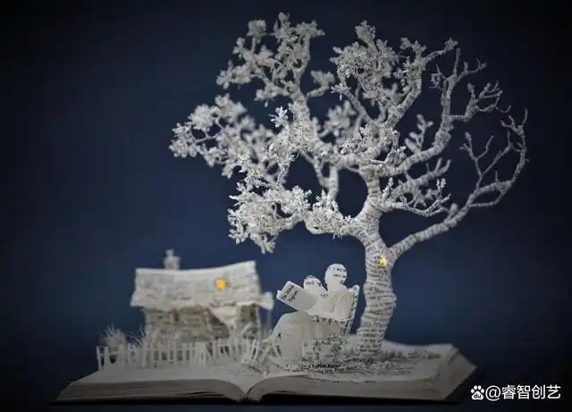英国艺术家sublackwell把旧书化作奇幻花园立体书纸雕