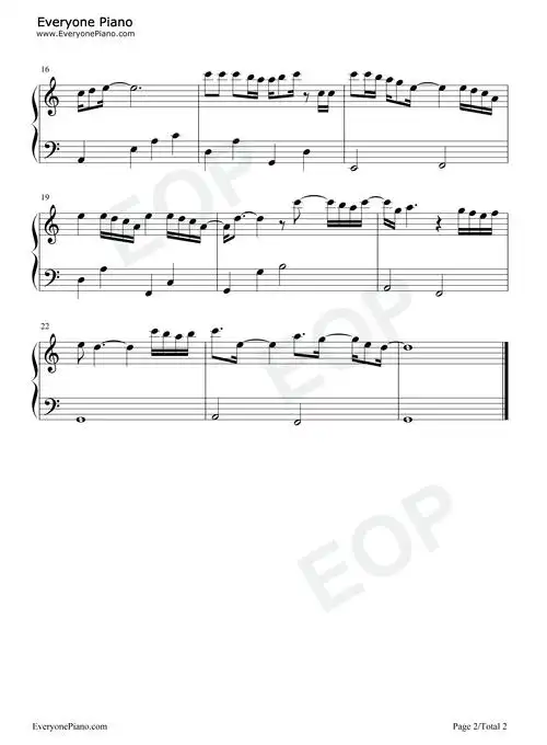 偏爱-c调简单版五线谱预览2-钢琴谱文件(五线谱,双手简谱,数字谱,midi