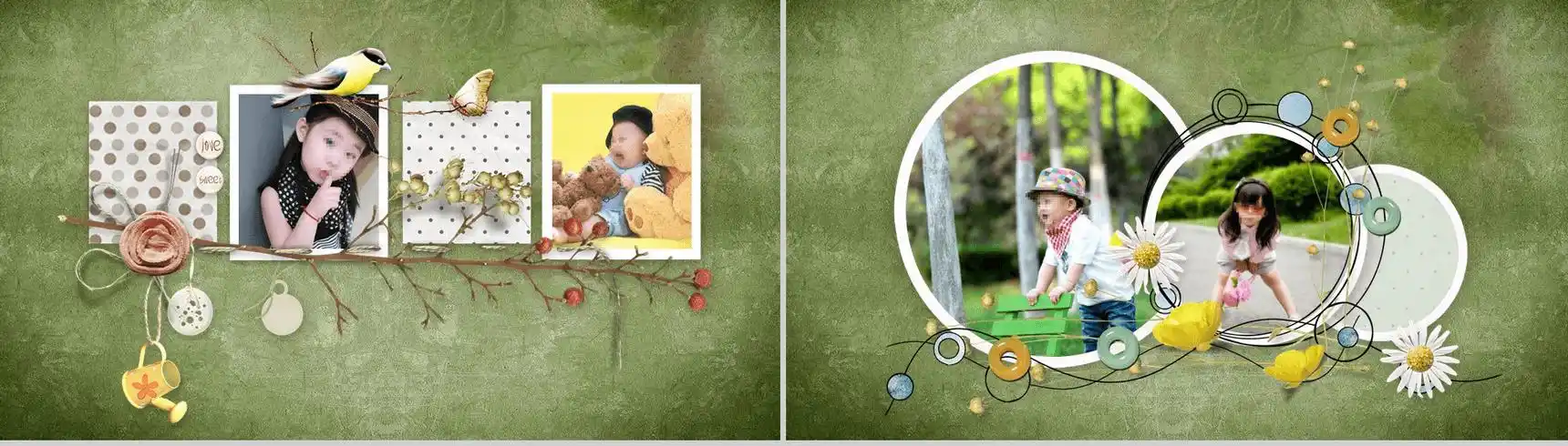 清新简约宝宝生长纪念相册生日16素材ppt模板精选