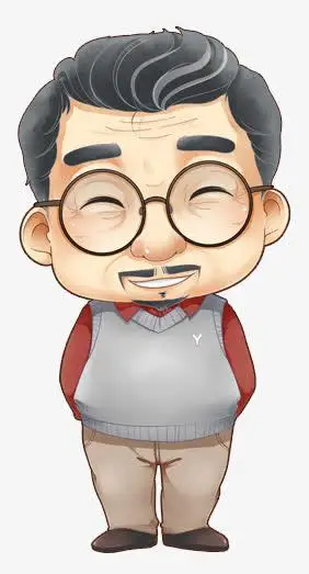 手绘慈祥眼镜老爷爷