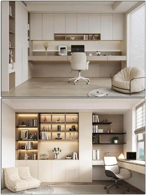推荐12款简约流行时尚实用书房满墙书柜设计在现代家居设计中,满墙