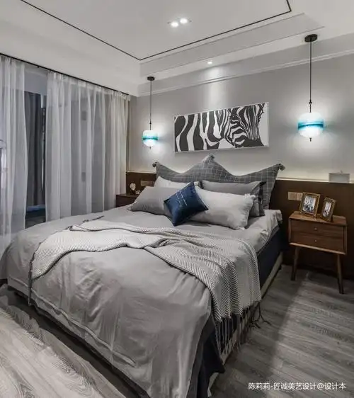 优雅95平北欧三居卧室实景图片