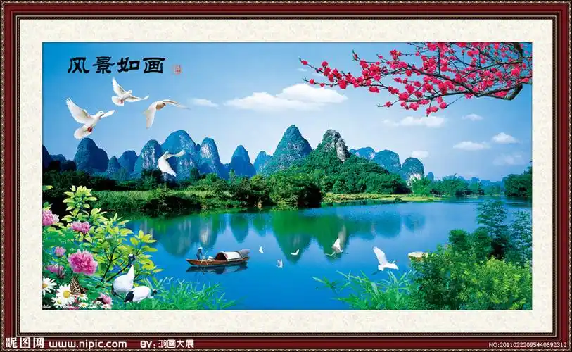 山水画风景如画自然风景图片