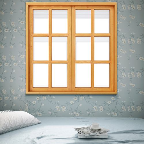 纯原木樟子松实木平开窗定制左右推拉窗钢化玻璃样式可选厂家直供