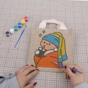 手工diy材料包包自制涂鸦创意手绘帆布包袋儿童活动环保涂色绘画