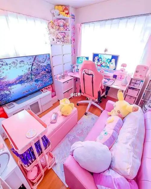 卡哇伊粉色电竞房不止,电竞外设粉色才配我粉色少女心啦,粉色少女心的