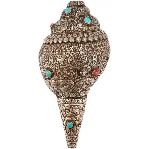 佛缘藏传佛教密宗供具左旋天然海螺八吉祥雕花尼泊尔海螺