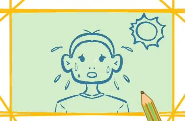 炎热的夏天上色简笔画图片教程步骤