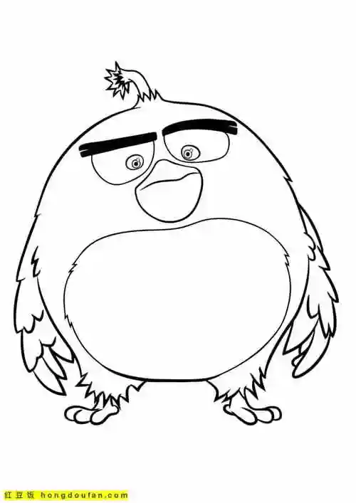 《愤怒的小鸟》卡通涂色图片-红豆饭小学生简笔画大全