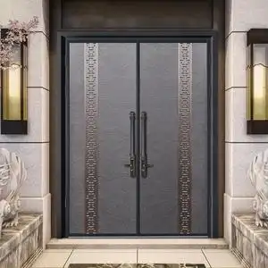 铸铝别墅大门纯铜新中式对开入户客厅双开四开乡村庭院锌合金大门