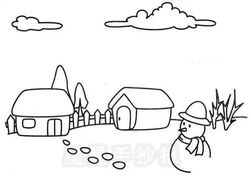 冬日雪景简笔画