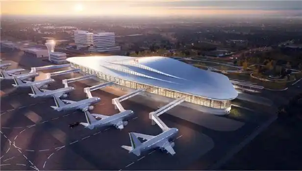 蚌埠民用机场航站楼金属屋面主檩条首吊成功