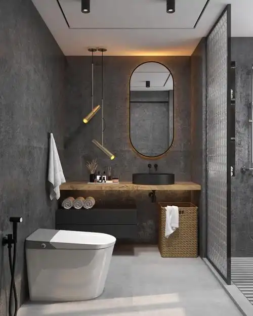 酒店风浴室丨枪灰色智能马桶🖤全网独一份