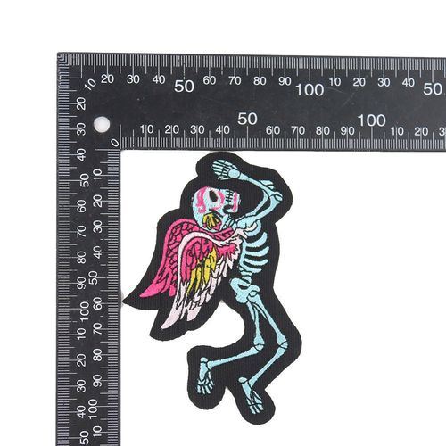 堕天使路西法翅膀骷髅刺绣徽章补丁飞翔恶魔灵魂背胶破洞创意diy