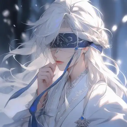 白发蒙眼动漫男头古风头像男生头像