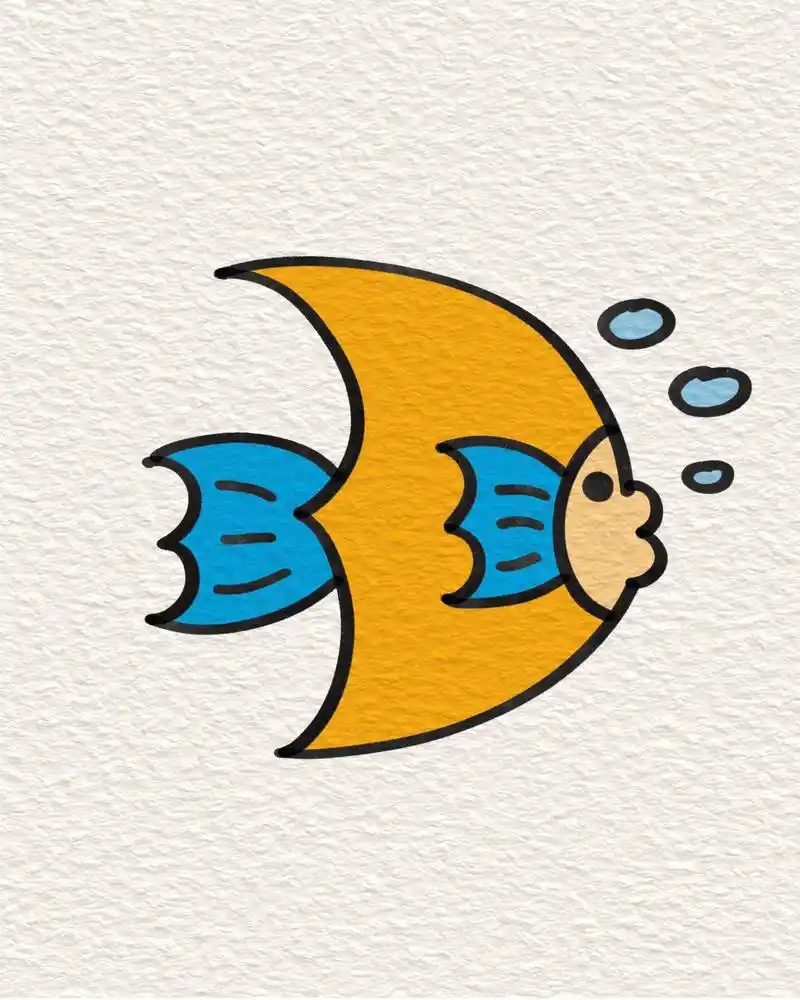 简单7步画小鱼,三岁小孩都能画#简笔画 #一起学画画 #一学 - 抖音