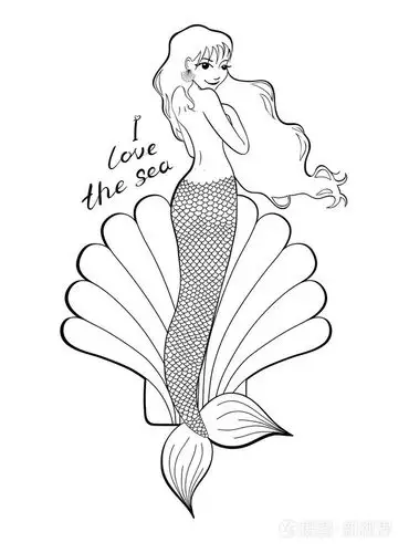 美丽的美人鱼在风格卡通